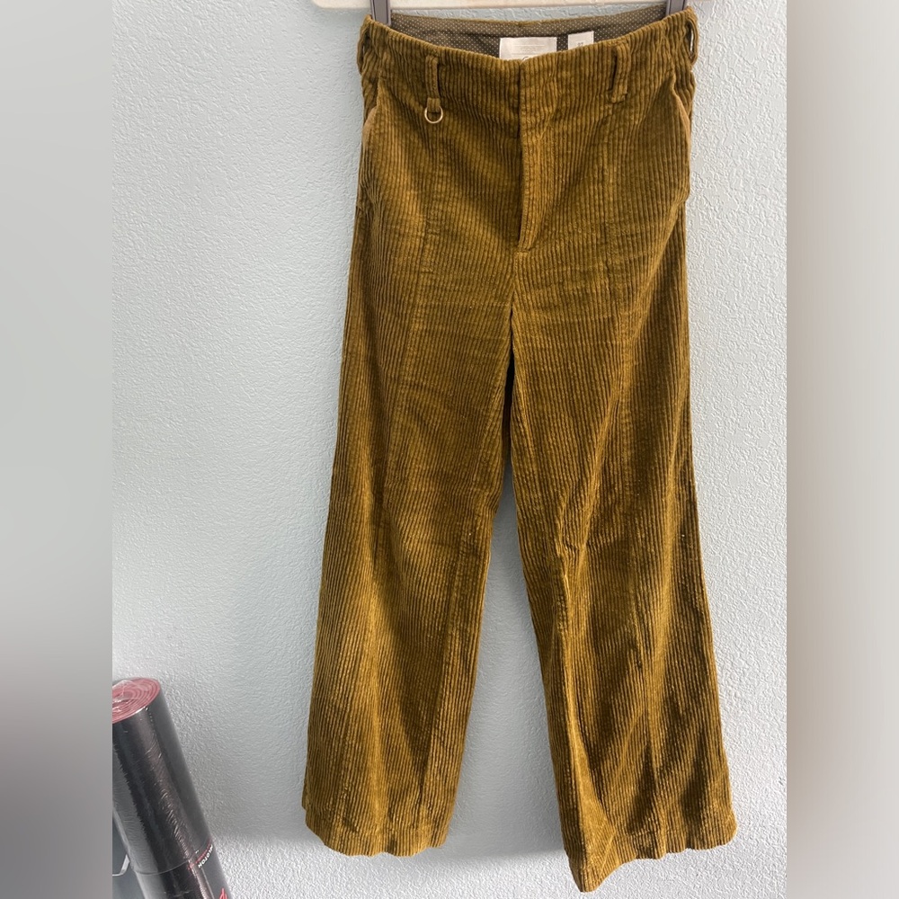 Anthropologie Green corduroy wide leg pants size 27